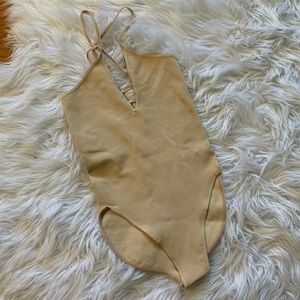 NEW Free People dance all day bodysuit in beige